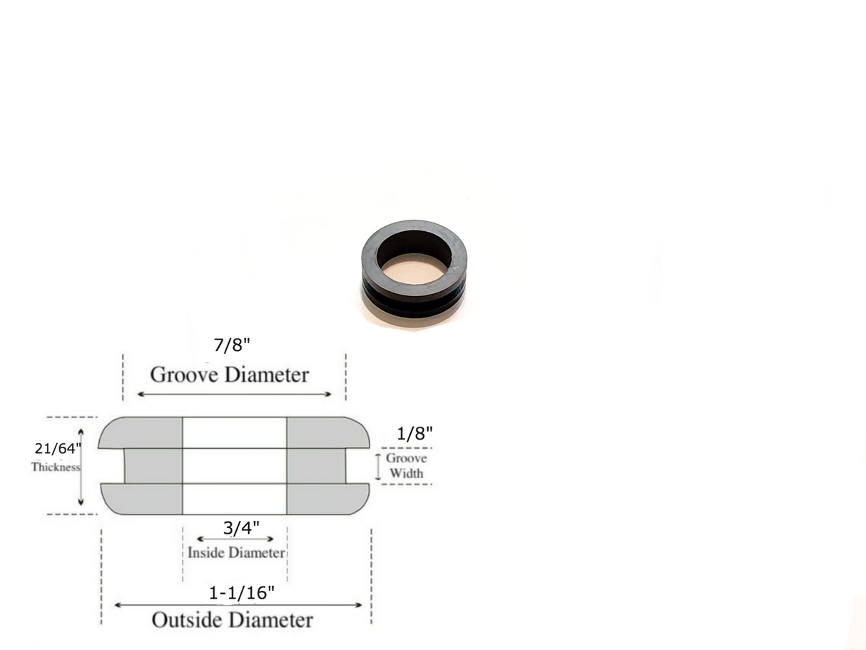 3/4" Inside Diameter Rubber Grommet - 1/8" Groove Width - Fits 7/8" Holes