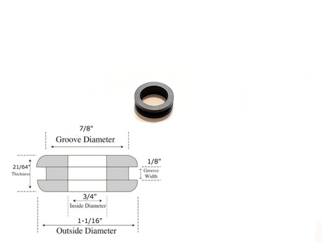 3/4" Inside Diameter Rubber Grommet - 1/8" Groove Width - Fits 7/8" Holes