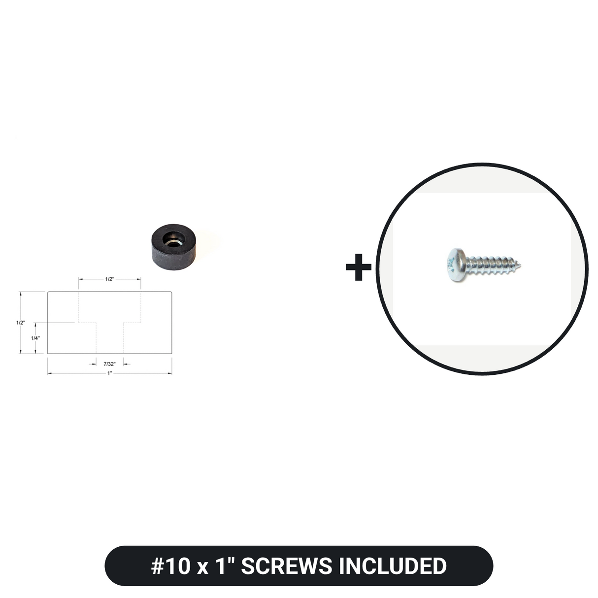 Sewing machine rubber feet with #10 x 1 inch screws included