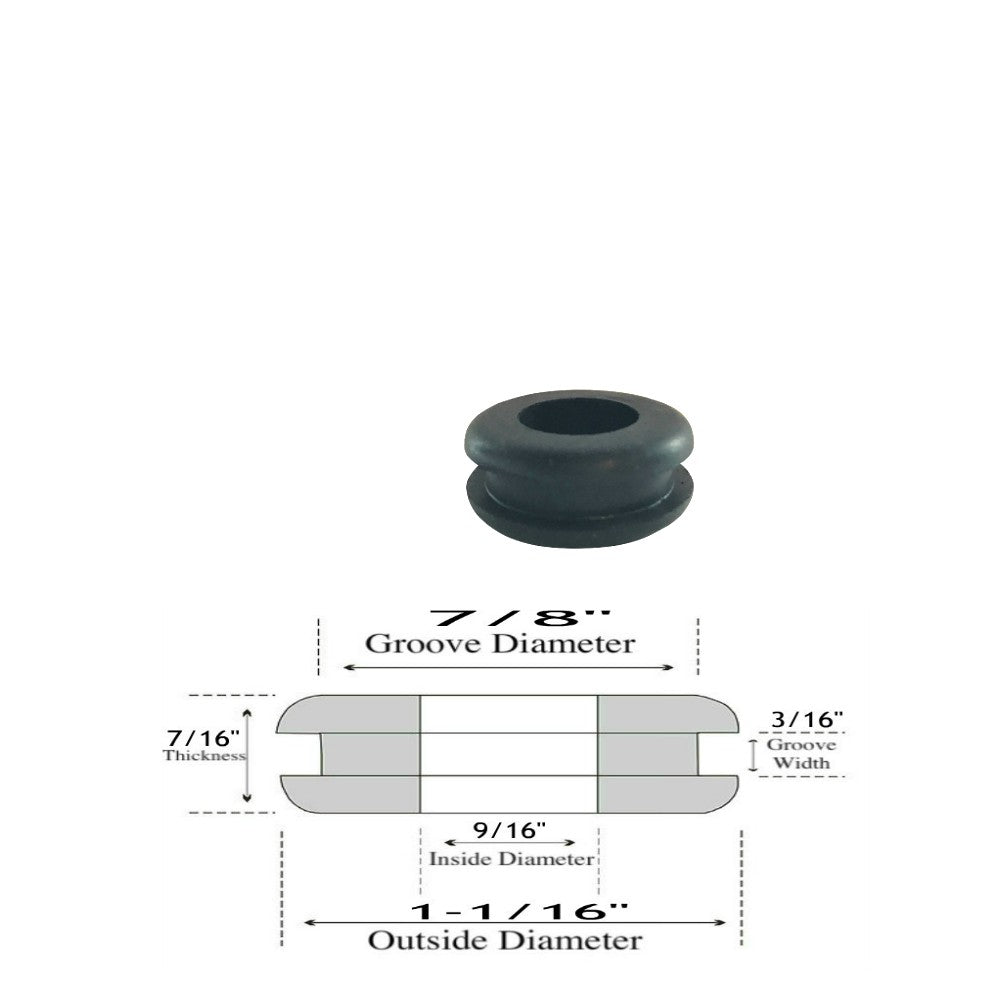 9/16" Inside Diameter Rubber Grommet - 3/16" Groove Width -Fits 7/8" Hole
