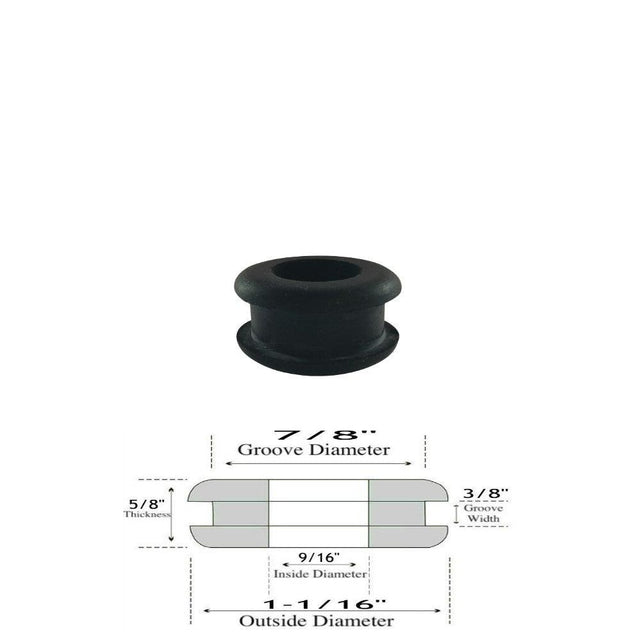 9/16" Inside Diameter Rubber Grommet - 3/8" Groove Width - Fits 7/8" Holes