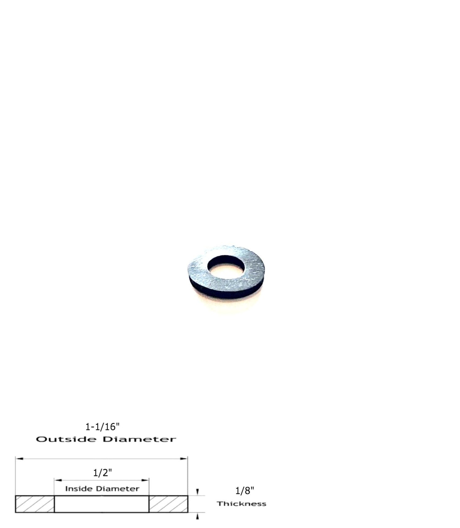 Neoprene Flat Rubber Washer Spacer - 1-1/16" OD X 1/2" ID X 1/8" Thickness