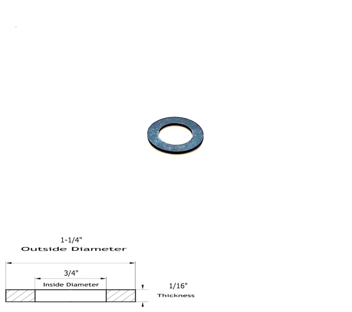 Neoprene Flat Rubber Washer Spacer - 1-1/4" Od x 3/4" Id x 1/16" Thickness