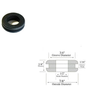 1/2" Inside Diameter Rubber Grommet - 1/16" Groove Width - Fits 3/4" Panel Hole
