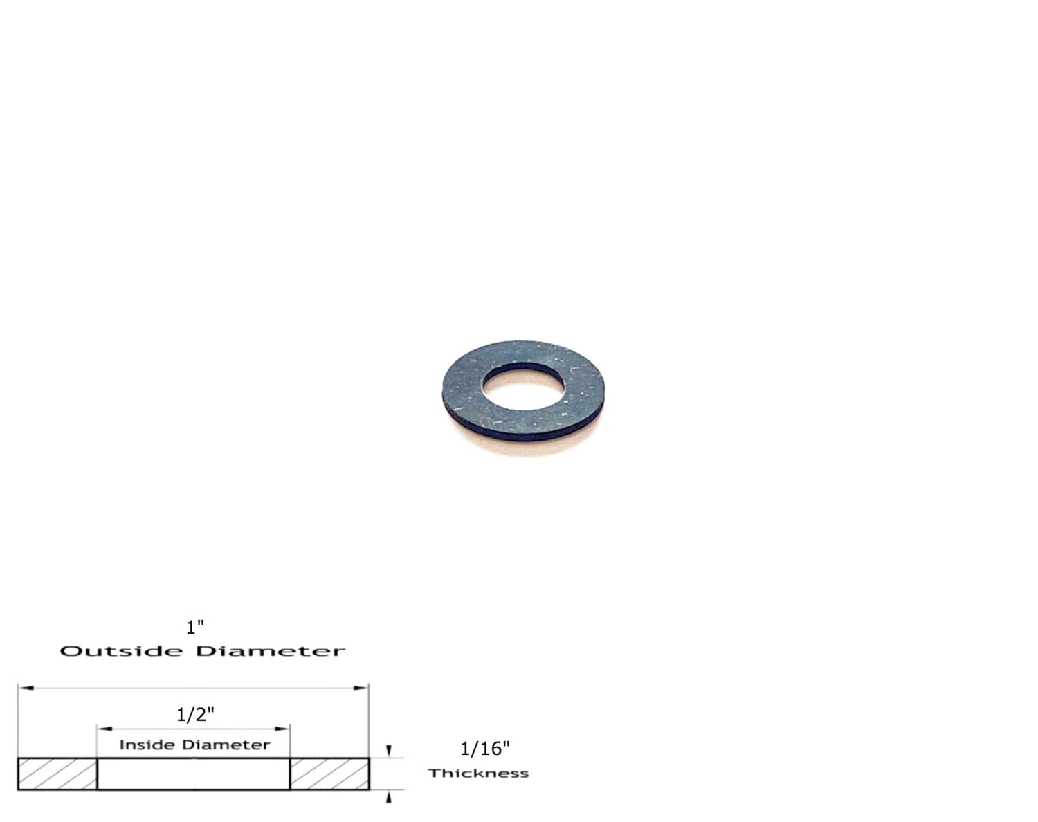 Neoprene Flat Rubber Washer Spacer - 1" Od x 1/2" Id x 1/16" Thickness