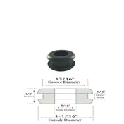 9/16" Inside Diameter Rubber Grommet - 1/4" Groove Width - Fits 13/16" Hole