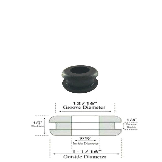 9/16" Inside Diameter Rubber Grommet - 1/4" Groove Width - Fits 13/16" Hole