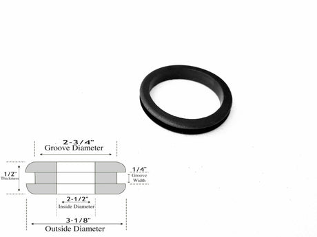 2-1/2" Inside Diameter Rubber Grommet - 1/4" Groove Width - Fits 2-3/4" Hole