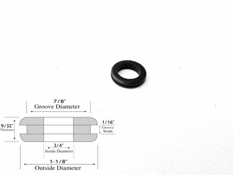 3/4" Inside Diameter Rubber Grommet - 1/16" Groove Width - Fits 7/8" Holes