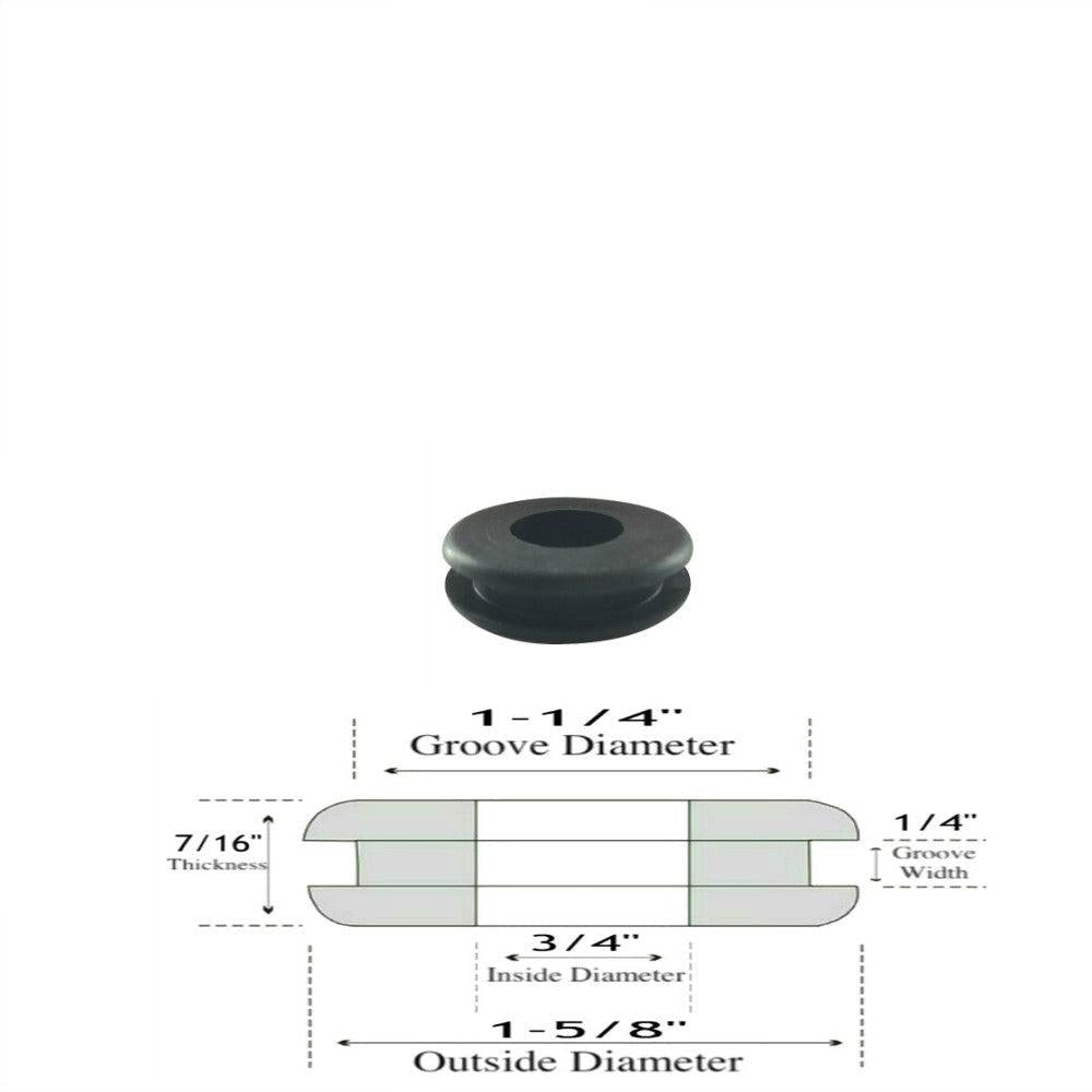 3/4" ID Rubber Grommets - 1/4" Gw - 7/16" Thick- Fits 1-1/4 Panel Hole