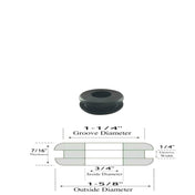 3/4" ID Rubber Grommets - 1/4" Gw - 7/16" Thick- Fits 1-1/4 Panel Hole