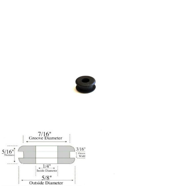 1/4" Inside Diameter Rubber Grommet - 3/16" Groove Width- Fits 7/16" Holes