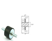 Rubber Vibration Isolator Mount (1" Diameter x 3/4 Thick) 5/16-18 x 1/2" Long Studs