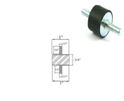 Rubber Vibration Isolator Mount (1" Dia x 3/4 Thk) 1/4-20 x 3/4" Long Stud