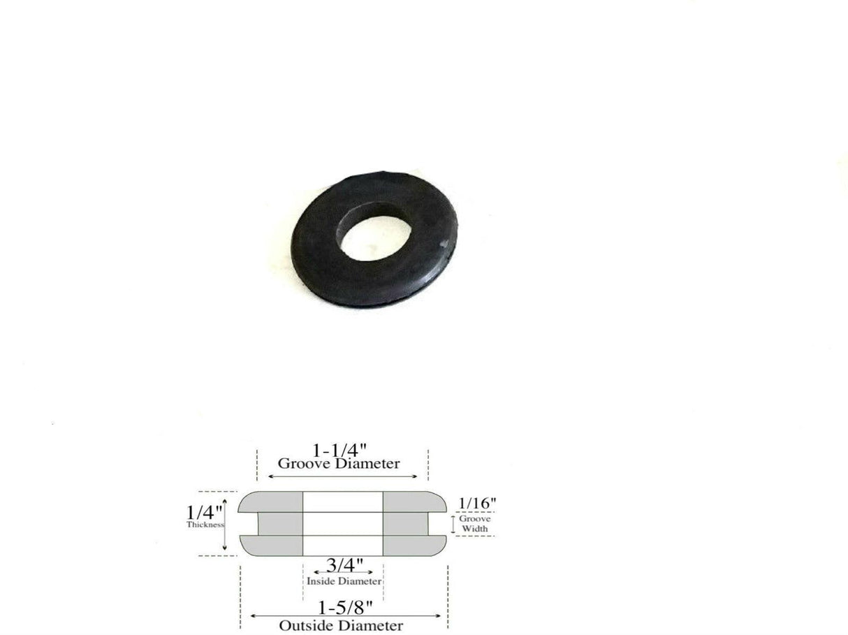 3/4" Inside Diameter Rubber Grommet - 1/16" Groove Width - Fits 1-1/4" Holes