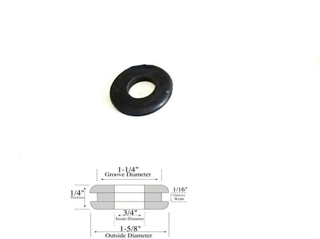 3/4" Inside Diameter Rubber Grommet - 1/16" Groove Width - Fits 1-1/4" Holes