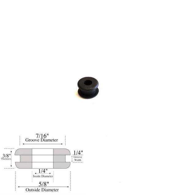 1/4" Inside Diameter Rubber Grommet - 1/4" Groove Width- Fits 7/16" Holes
