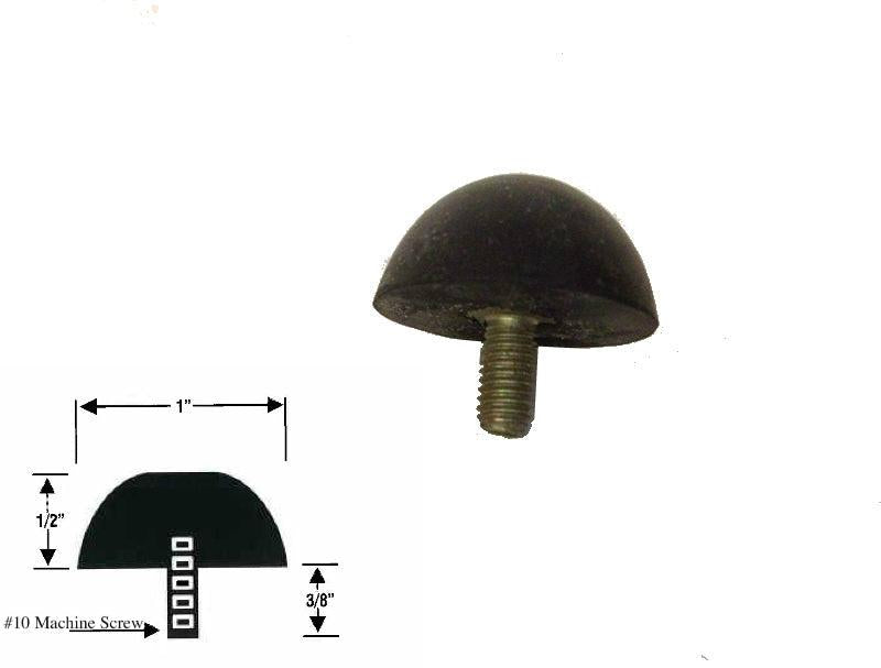 Rubber Bumper Feet With #10-3/8" Machine Screw Built-In - Rubber: 1/2" Height x 1" Diameter