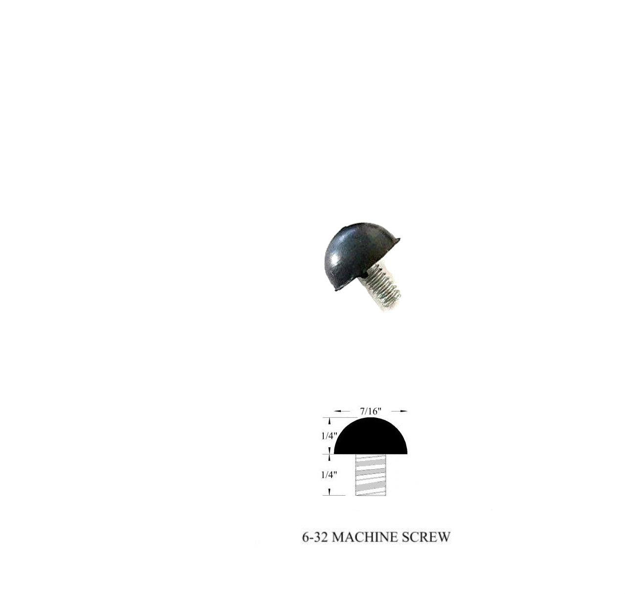 Rubber Bumper Feet With #6-32 x 1/4" Length Machine Screw Built-In - Rubber: 1/4" Height x 7/16" Diameter