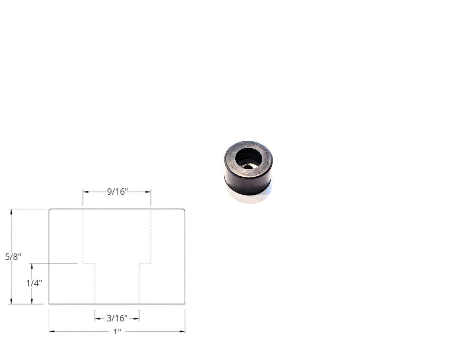 1" * 5/8" Recessed Rubber Bumper Feet + Metal Washer
