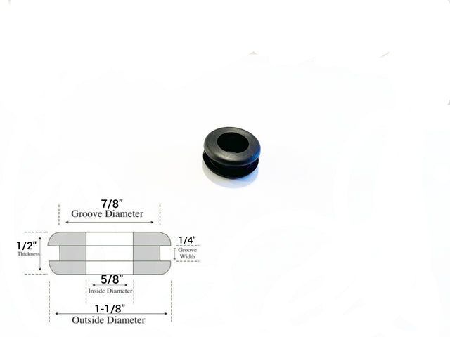 5/8" Inside Diameter Rubber Grommet - 1/4" Groove Width - Fits 7/8" Panel Hole