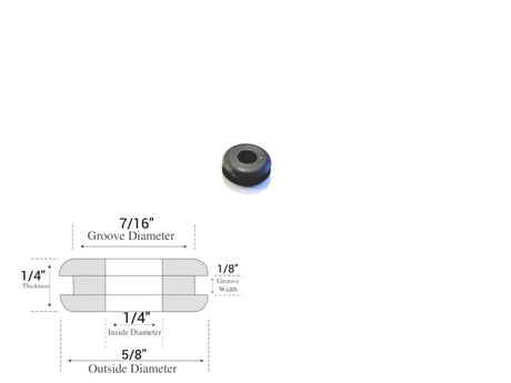 1/4" Inside Diameter Rubber Grommet - 1/8" Groove Width- Fits 7/16" Holes