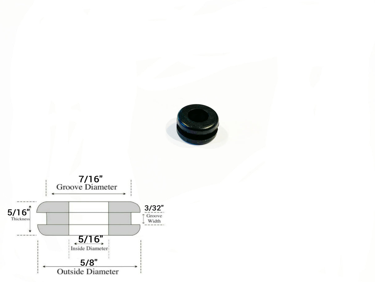 5/16" Inside Diameter Rubber Grommet - 3/32" Groove Width- Fits 7/16" Holes