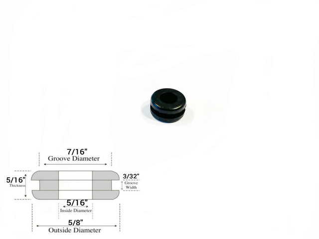 5/16" Inside Diameter Rubber Grommet - 3/32" Groove Width- Fits 7/16" Holes