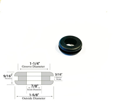 7/8" Inside Diameter Rubber Grommet - 3/16" Groove Width - Fits 1-1/4" Panel Hole