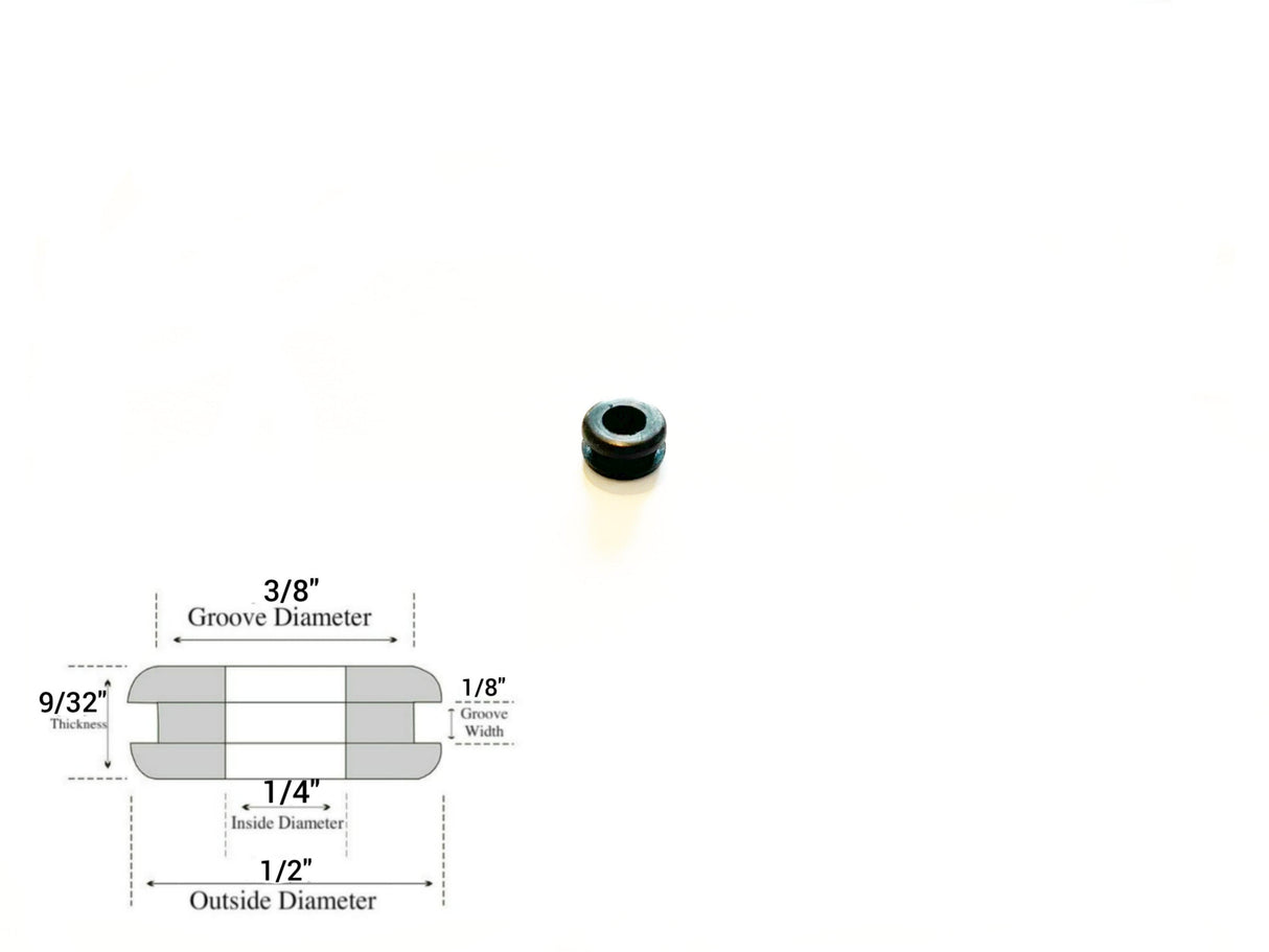1/4" Inside Diameter Rubber Grommet - 1/8" Groove Width- Fits 3/8" Holes
