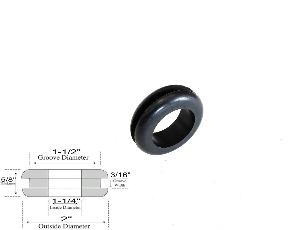 1-1/4" Inside Diameter Rubber Grommet - 3/16" Groove Width - Fits 1-1/2" Holes