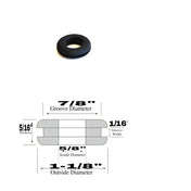 5/8" Inside Diameter Rubber Grommet - 1/16" Groove Width - Fits 7/8" Holes