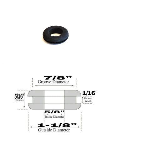 5/8" Inside Diameter Rubber Grommet - 1/16" Groove Width - Fits 7/8" Holes