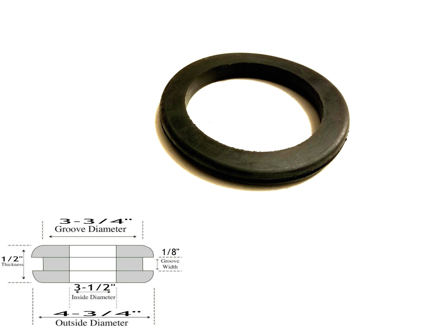 3-1/2" Inside Diameter Rubber Grommet - 1/8" Groove Width - Fits 3-3/4" Holes