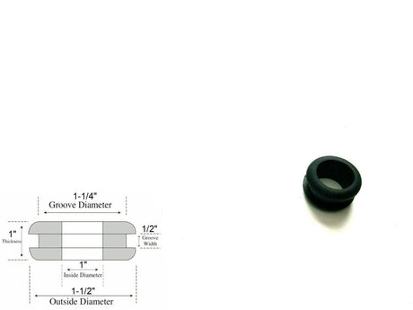 1" Inside Diameter Rubber Grommet - 1/2" Groove Width - Fits 1-1/4" Holes