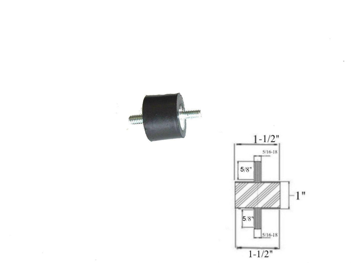 Rubber Vibration Isolator Mounts(1-1/2" Dia x 1" Thk) 5/16-18 x 5/8" Long Studs