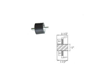 Rubber Vibration Isolator Mounts(1-1/2" Dia x 1" Thk) 5/16-18 x 5/8" Long Studs