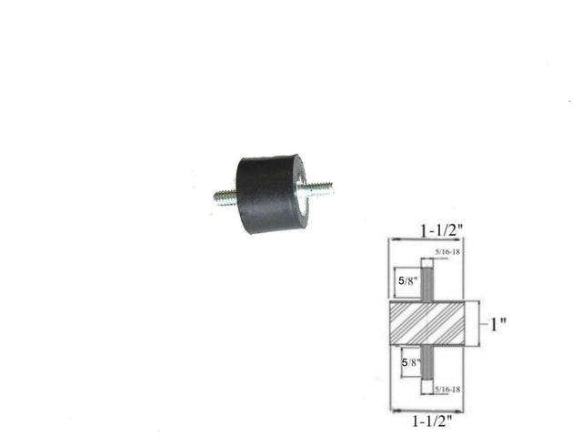 Rubber Vibration Isolator Mounts(1-1/2" Dia x 1" Thk) 5/16-18 x 5/8" Long Studs